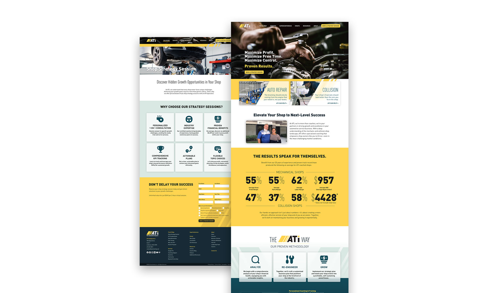 Web screens for the new site